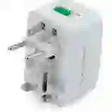 На картинке: Универсальный переходник для розеток Plug In на белом фоне