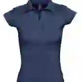 На картинке: Рубашка поло женская без пуговиц Pretty 220, кобальт (темно-синяя) на белом фоне