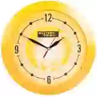 На картинке: Часы настенные Vivid Large, желтые на белом фоне