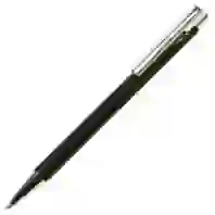 На картинке: Ручка шариковая Stork, черная на белом фоне