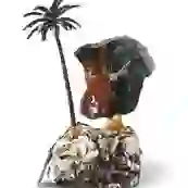 На картинке: Часы «Пальмовый рай» из яшмы с бронзой на белом фоне