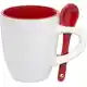 Кофейная кружка Pairy с ложкой, красная на белом фоне