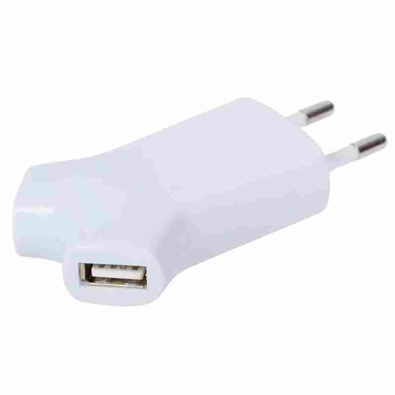 Сетевое зарядное устройство Uniscend Double USB, белое на белом фоне