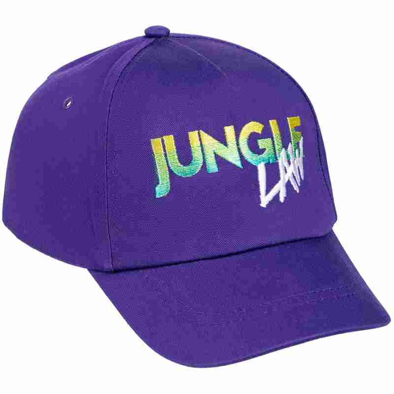 Бейсболка с вышивкой Jungle Law, фиолетовая на белом фоне