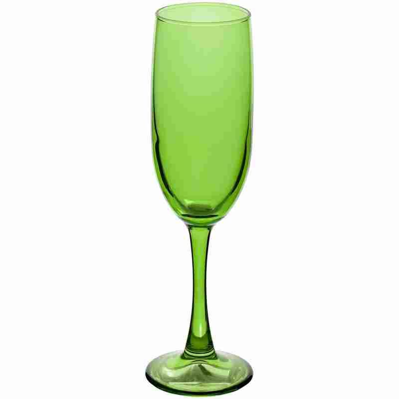 Бокал для шампанского Enjoy, зеленый на белом фоне