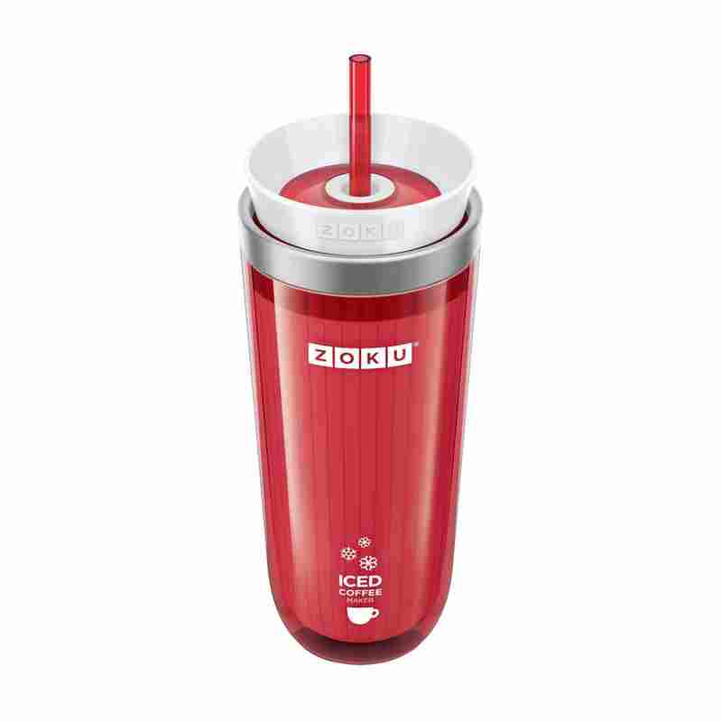 Стакан для охлаждения напитков Iced Coffee Maker, красный на белом фоне