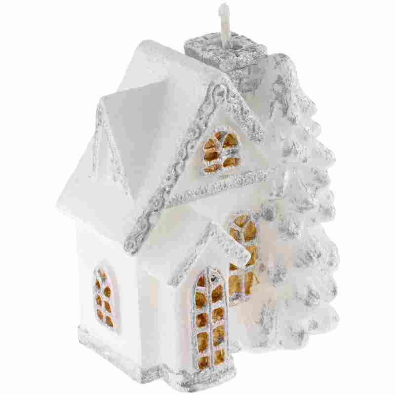 Свеча Christmas Twinkle, домик на белом фоне