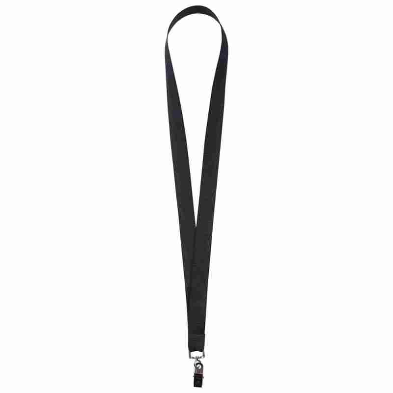 Лента для бейджа Neckband, черная на белом фоне