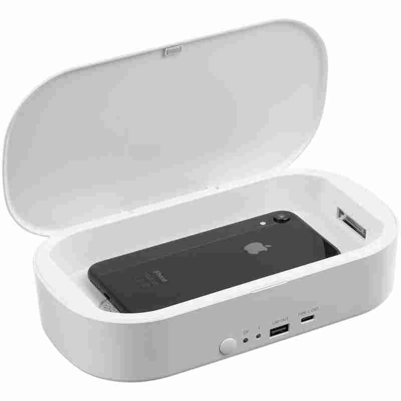 Стерилизатор c беспроводной зарядкой Handy Guard, белый на белом фоне