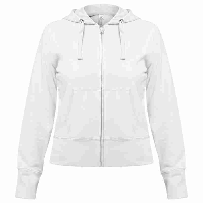 Толстовка женская Hooded Full Zip белая на белом фоне