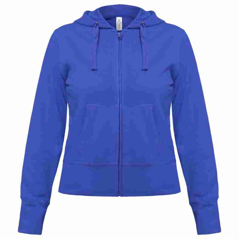 Толстовка женская Hooded Full Zip ярко-синяя на белом фоне