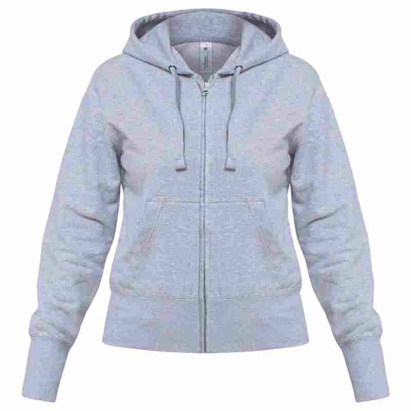 Толстовка женская Hooded Full Zip серый меланж на белом фоне